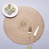 Round Placemats For Restaurant Hollow PVC Decoration Meal Mat  (10Pc Set)